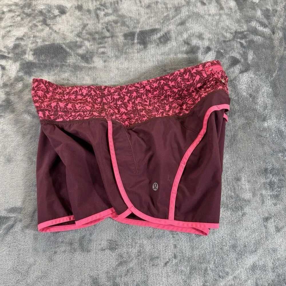 Lululemon Sz 4 Mountain Peaks Bon Bordeaux Drama Maroon 4 Way Run Times Short